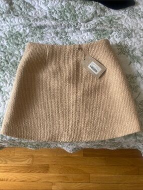 MESHKI Beige Bouclé A-Line Mini Skirt